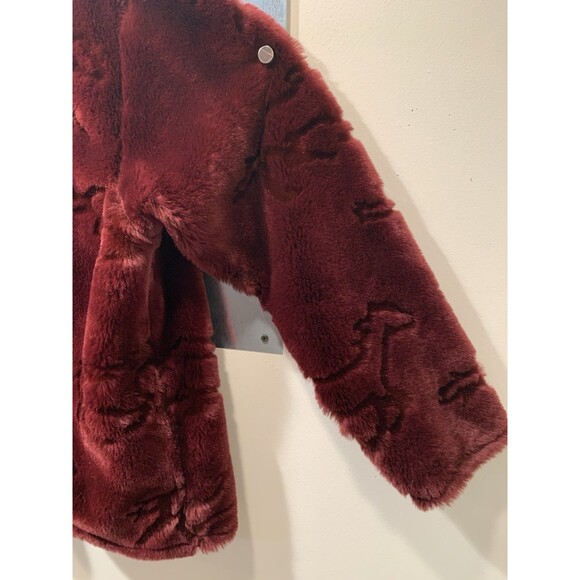 RARE Shaved Silhouette Running Horses Black Mountain Outdoor Deep Pile Coat  Lg - Picture 11 of 16